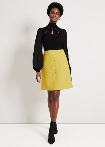 Phase Eight Skye Textured Skirts Mustard Australia | DK5680217